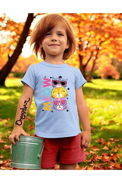 oneagılyazı Mjau mačka Štampano Devojka Oversize kroj T-shirt