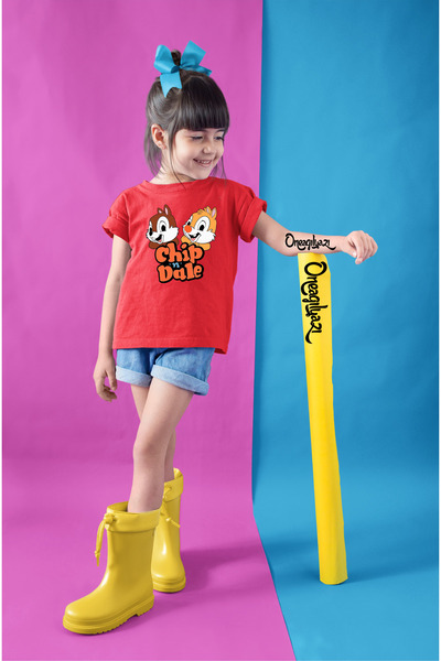 oneagılyazı Tricou supradimensionat pentru fetiță cu imprimeu Chip Dale