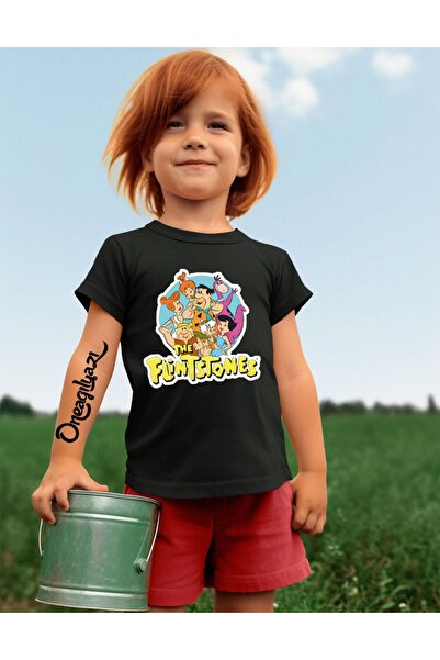 oneagılyazı Stone Age Printed Girl's Oversize T-Shirt