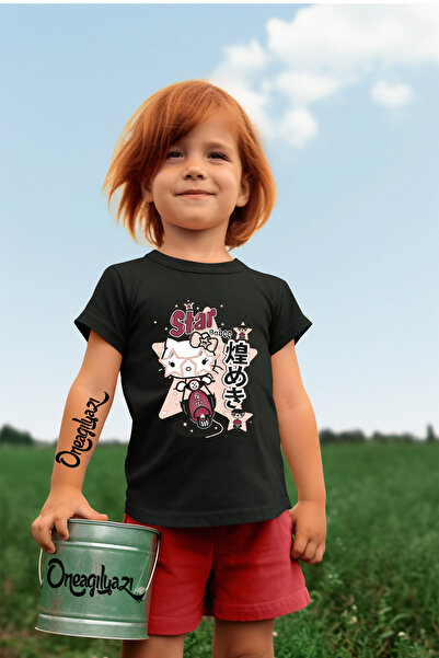 oneagılyazı Tricou supradimensionat pentru fetiță cu imprimeu Hello Kitty Star