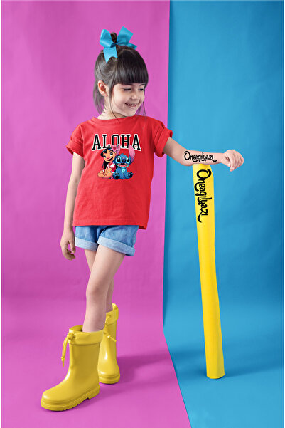 oneagılyazı Tricou oversize pentru fetiță cu imprimeu Aloha