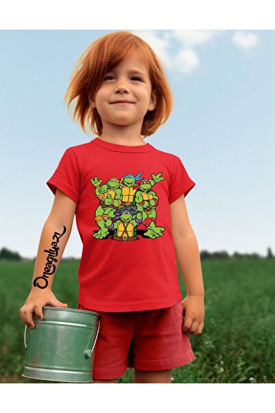 oneagılyazı Nindža kornjače Štampano Devojčica Oversize kroj T-shirt