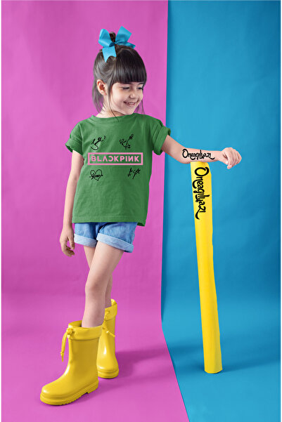 oneagılyazı Black Pink Štampano Devojka Oversize kroj T-shirt