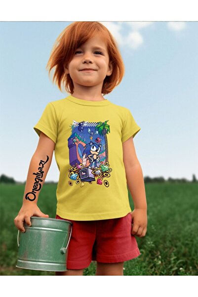 oneagılyazı تي شيرت بناتي كبير الحجم مطبوع عليه سونيك