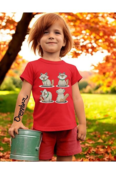 oneagılyazı Slatka mačka s Štampano devojka Oversize kroj T-shirt