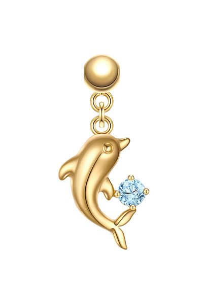 Glanzstücke München Silbercharm Charm Sterling Silber gelbgold Zirkonia blau