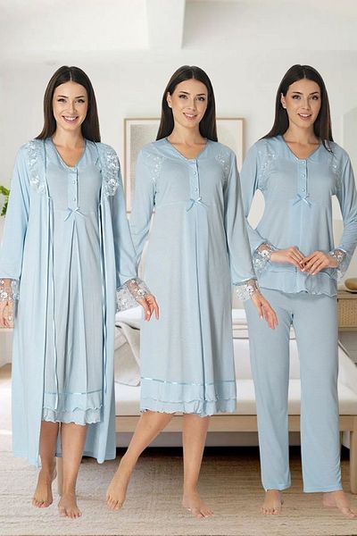 Effortt Set de pijamale de maternitate și rochii de toaletă din 4 piese Primum - Design elegant cu detalii din dantelă