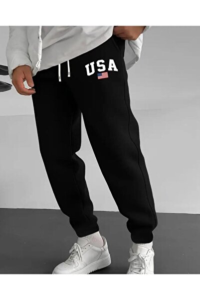 caddekombin Muške crne trenirke sa elastičnim nogavicama, regular fit, USA Št...