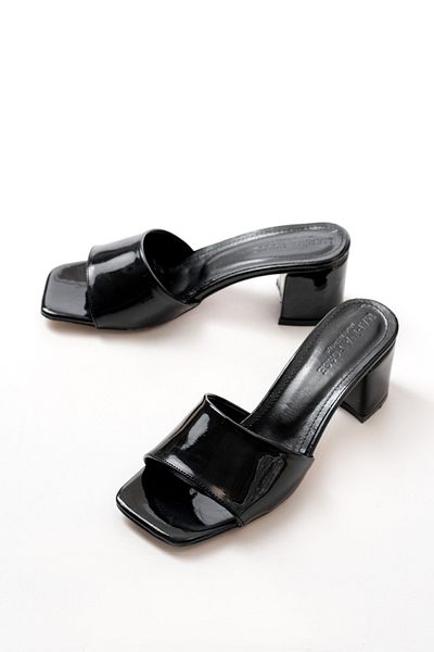 Santamarina Women's Diodore Black Patent Leather Heeled Slippers