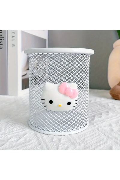 ada çanta kırtasiye Hello Kitty Figured Table Top Metal Round Model Pen Holde...