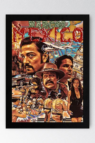 Saturn Narcos Mexico Framed Painting - Narcos Tv Series Poster Painting