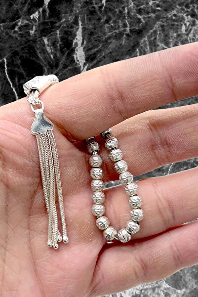 oya silver سبحة صلاة فضية صغيرة محفورة بالليزر