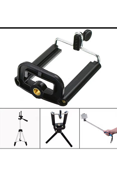 Voground Taşınabilir Plastik Tripod Standı Adaptörü Evrensel Telefon Kelepçesi 8 cm