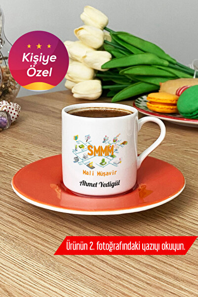 Hedizu Kişiye Özel SMMM Türk Kahvesi Fincanı Turuncu Mali Müşavire Hediye G2D...