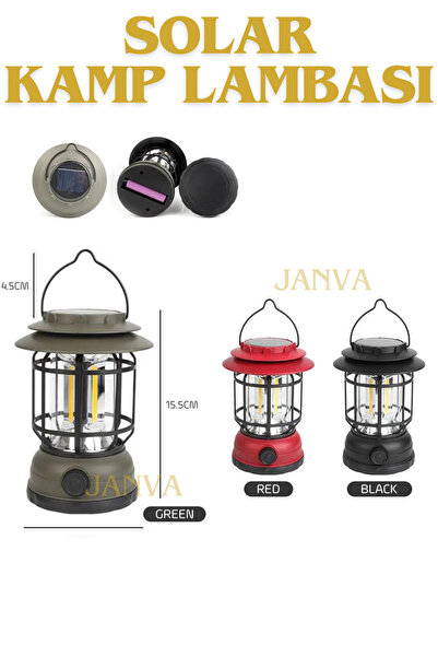 Janva Güneş Enerjili Solar Nostaljik Işığı Ayarlanabilir Ledli Kamp Feneri La...