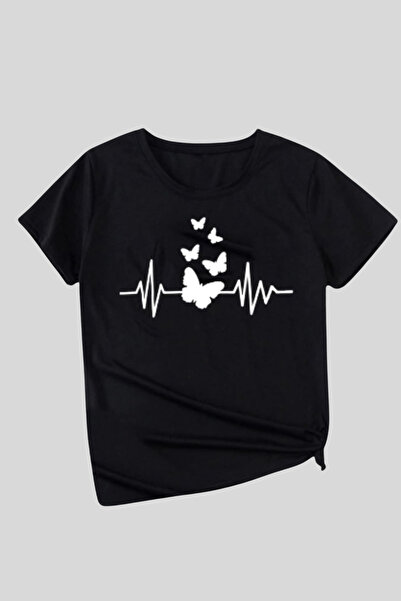 Wish BF Inimă și Fluture cu imprimeu supradimensionat tricou