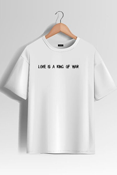 FECCY Tricou oversize din bumbac cu imprimeu Love Is A King Of War