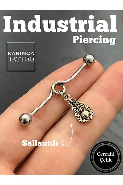Karınca Piercing Dangle Surgical Steel Industrial Industrial Bridge Piercing (Ant Tattoo)