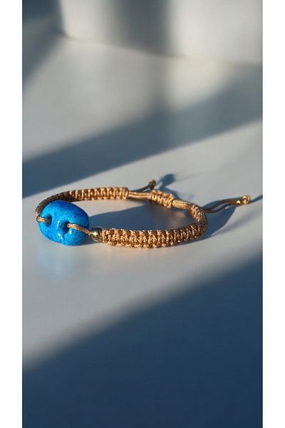 Bensei Takı Dükkanı Bensei̇ Syriac Beaded Adjustable Gold Bracelet with Brass Bead Detail
