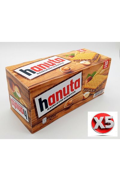 Ferrero Hanuta Hazelnut Cocoa Cream Wafers 5x10 pieces (5x220 Gr)