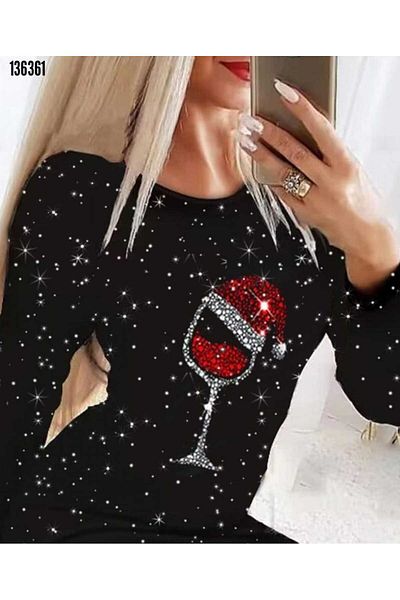Cbm Women's Long Sleeve Stone Goblet Print Micro Mini Length Dress 136361