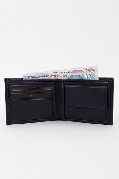 Fossil Boxed Genuine Leather Horizontal Navy Blue Hand Portfolio Card Holder Wallet