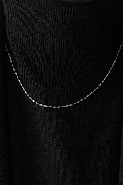 ByFlorya Jewelry Çelik Ince Singapur Zincir Kolye Ince Burgu Zincir 1mm Zarif...