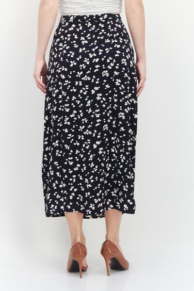 French Connection Women Floral Pattern Midi Skirts, Navy