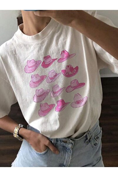 Jose Clothing Γυναικείο μπλουζάκι με λευκό μοτίβο με λαιμόκοψη μεγάλου μεγέθους