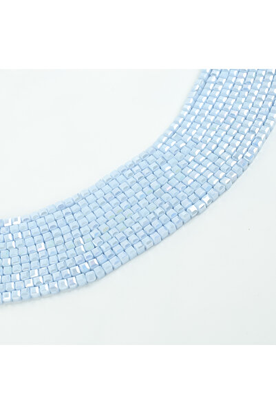 yfhobi 1 Dizi (90-95Adet) - 4 mm Küp Kristal Cam Boncuk Dizisi Mat Janjanlı B...