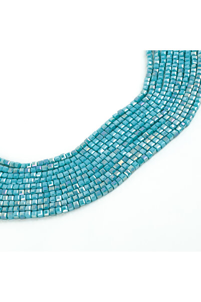 yfhobi 1 Dizi (90-95Adet) - 4 mm Küp Kristal Cam Boncuk Dizisi Mat Janjanlı T...