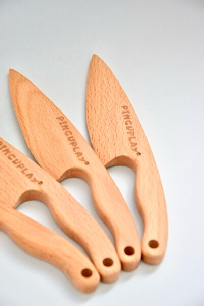 PİNGUPLAY Montessori Şef Bıçağı ( Oyuncak Ahşap Bıçak, Eğitici, Öğretici, Eğl...