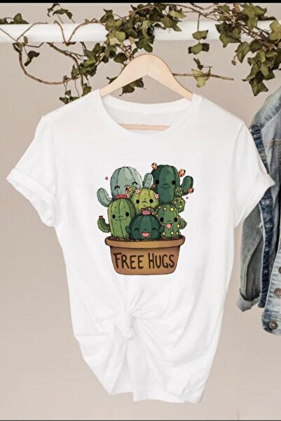 FECCY Tricou oversize din bumbac cu imprimeu cactus
