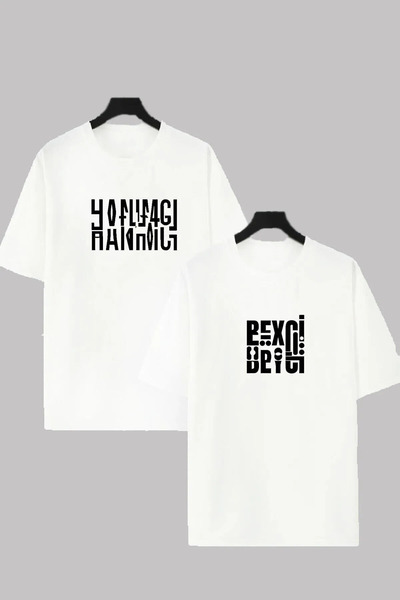 FECCY Pamuklu Hanımcı - Tricou cu imprimeu Beyci, croială normală, combinație...
