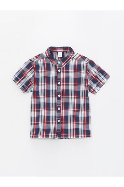 LC Waikiki Navy Blue Patterned Short Sleeve Boy's Shirt