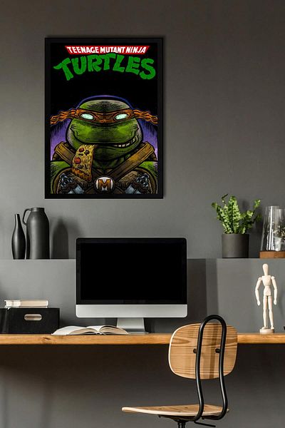 Saturn Pictură înrămată Ninja Turtles Michelangelo - Poster de film Teenage Mutant Ninja Turtles