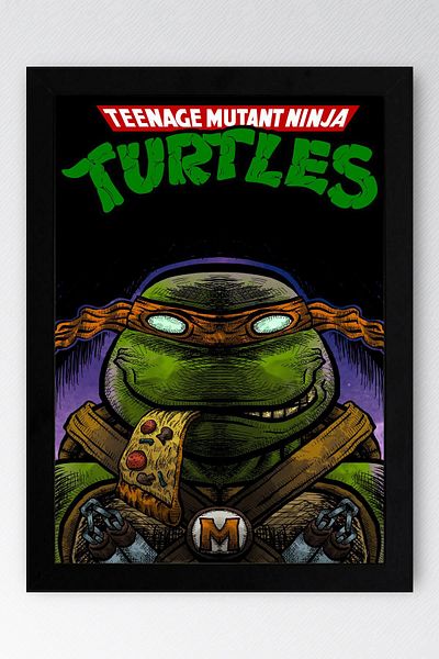 Saturn Pictură înrămată Ninja Turtles Michelangelo - Poster de film Teenage Mutant Ninja Turtles