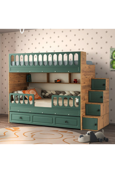 CSM MODULER MOBİLYA Panjur Yavrulu Ranza Çelik Destekli Membran Kaplama %100 MDF