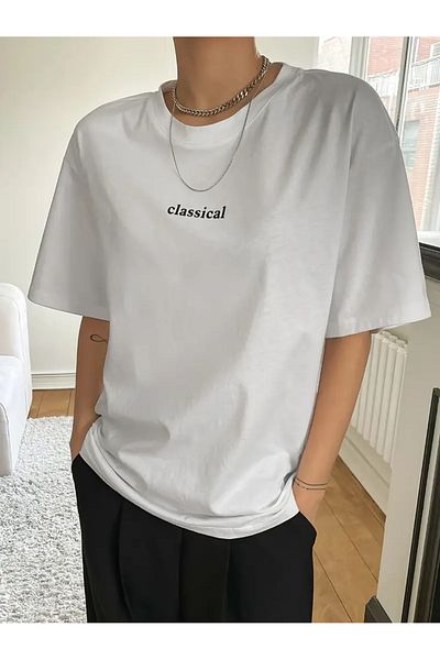 ALİKA Tricou oversize alb cu imprimeu clasic de damă