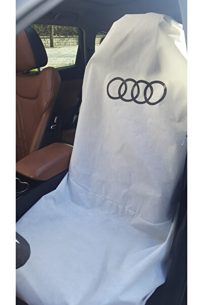Cebeci AUDİ logolu beyaz oto servis kılıfı (2,li paket)