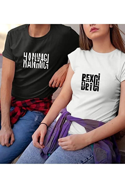 Wish BF Hanımeci - Tricou combinat cuplu iubit cu imprimeu Beyci