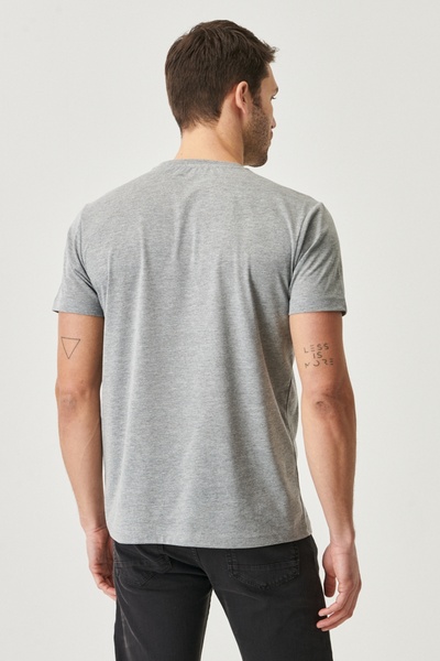 AC&Co / Altınyıldız Classics Men's Anthracite-Dark Grey Slim Fit Crew Neck 2-Pack Plain T-Shirts