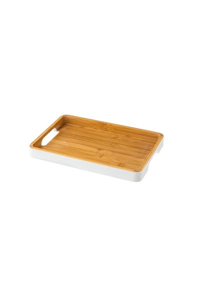 HIC Bamboo Wood Serving Tray White Color 32 CM