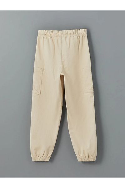 LC Waikiki Lcw Kids Beige Girl's Jogger Pants with Elastic Waist