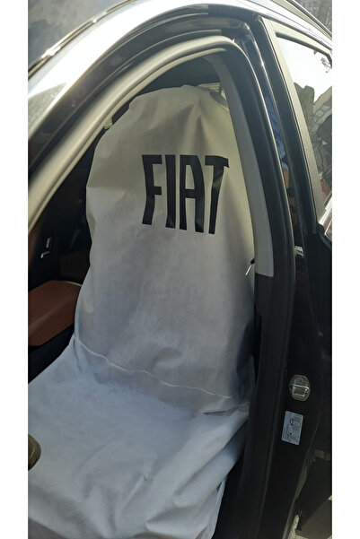 Cebeci FIAT Logolu beyaz tela oto servis kılıfı (2,li paket)