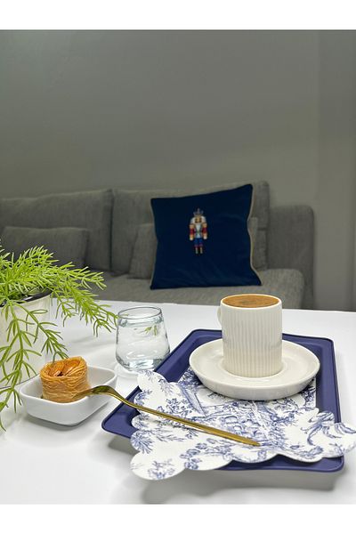 decofav No Oven Peasant Toile De Jouy Patterned Laser Cut Fabric Cocktail Napkin 1 Piece