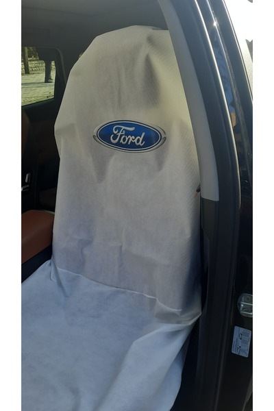 Cebeci FORD Baskılı beyaz tela oto servis kılıfı (2,li paket)