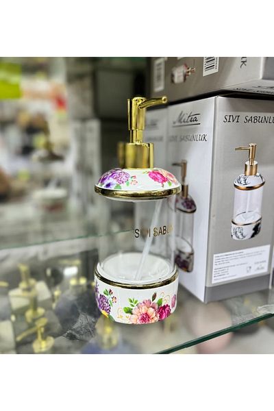 Mitra Floral Glass Liquid Soap Dispenser