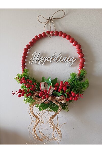 Okaliptus Tasarım Wooden Bead Welcome Door Ornament Wall Decoration Coccinal Design Door Ornament Gift