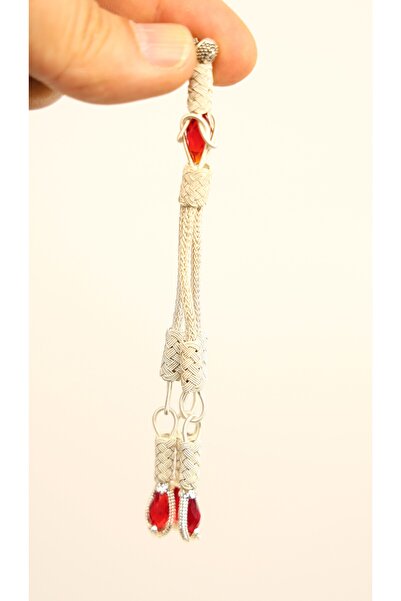 Black Sea Port Özel Tasarım 3 kamçılı Kırmız Zirkon Taşlı El Örmesi Kazaz İmame Püskül